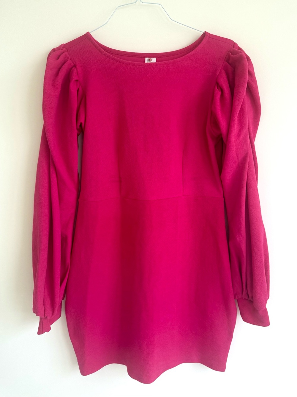 Athena Long Sleeve Mini Dress in Bright Fuchsia Pink